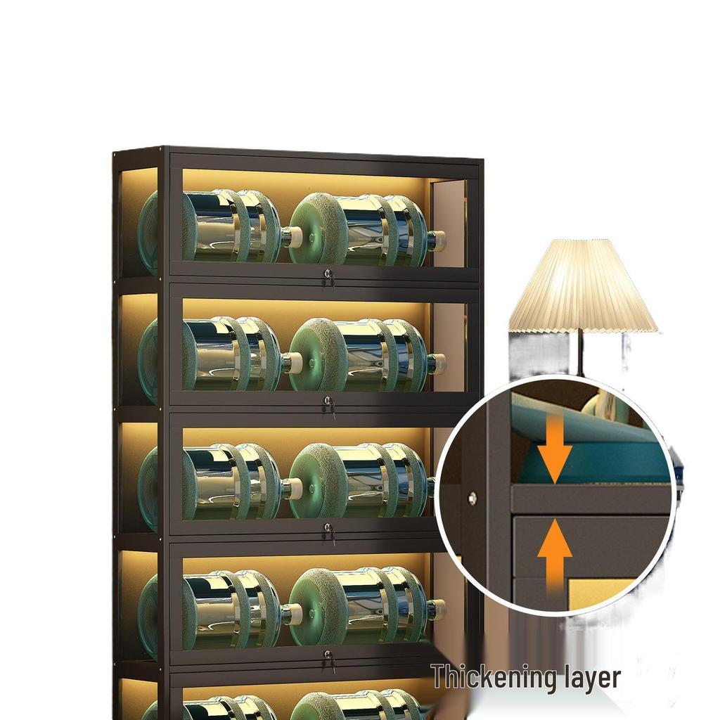 Acrylic Lockable Display Case with LED Lights for Figurines and Models, Dustproof Transparent Stand