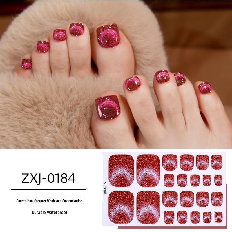 

Наклейки для ногтей на ногах «Кошачий глаз»: Полное покрытие, Блестящая пудра, Не требует запекания, Супер блеск.