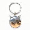 Lone Wolf Cat Ear Time Gem Keychain - Retro Style Unisex Alloy Keyring