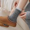 Female Autumn and Winter Thickened Warm Double Muzzle Contrast Color Wool Tube Pile Socks