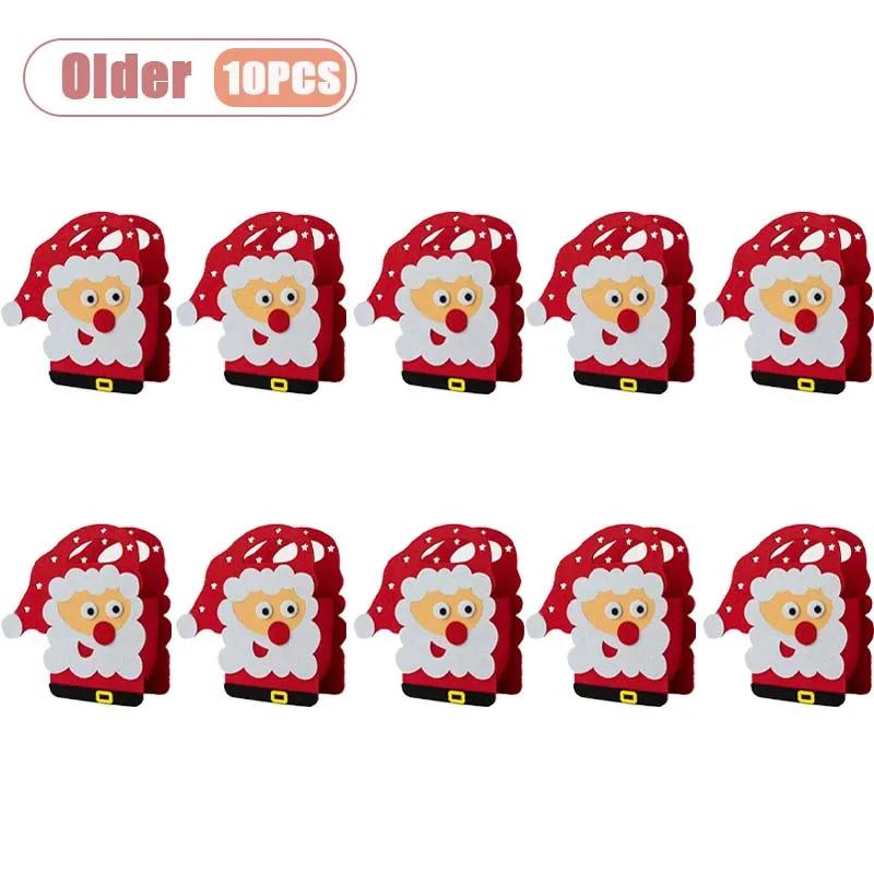 1-10PCS Christmas Holiday Felt Gift Bag Creative Candy Apple Tote Bag for Kids Party Favor Bag for Christmas Eve Gift Wrapping