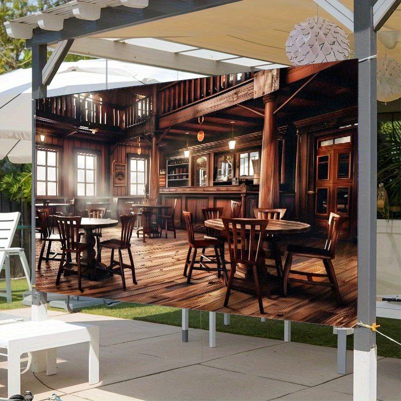 2D Plane 1 Piece of Rustic Wooden Bar - Warm Tavern Background Cloth Suitable for Birthday Parties Wedding Photography