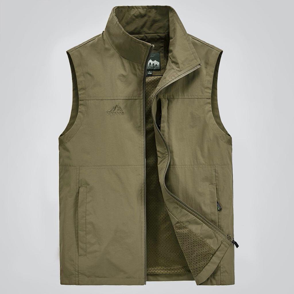Fashion Men Casual Solid Outdoor Quick-drying Vest Jacket Tops