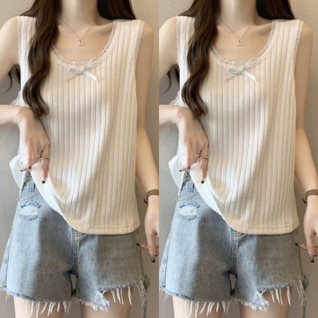 Spring/Summer 2026 Women's Plus Size Lace Trim Loose Camisole Tank Top