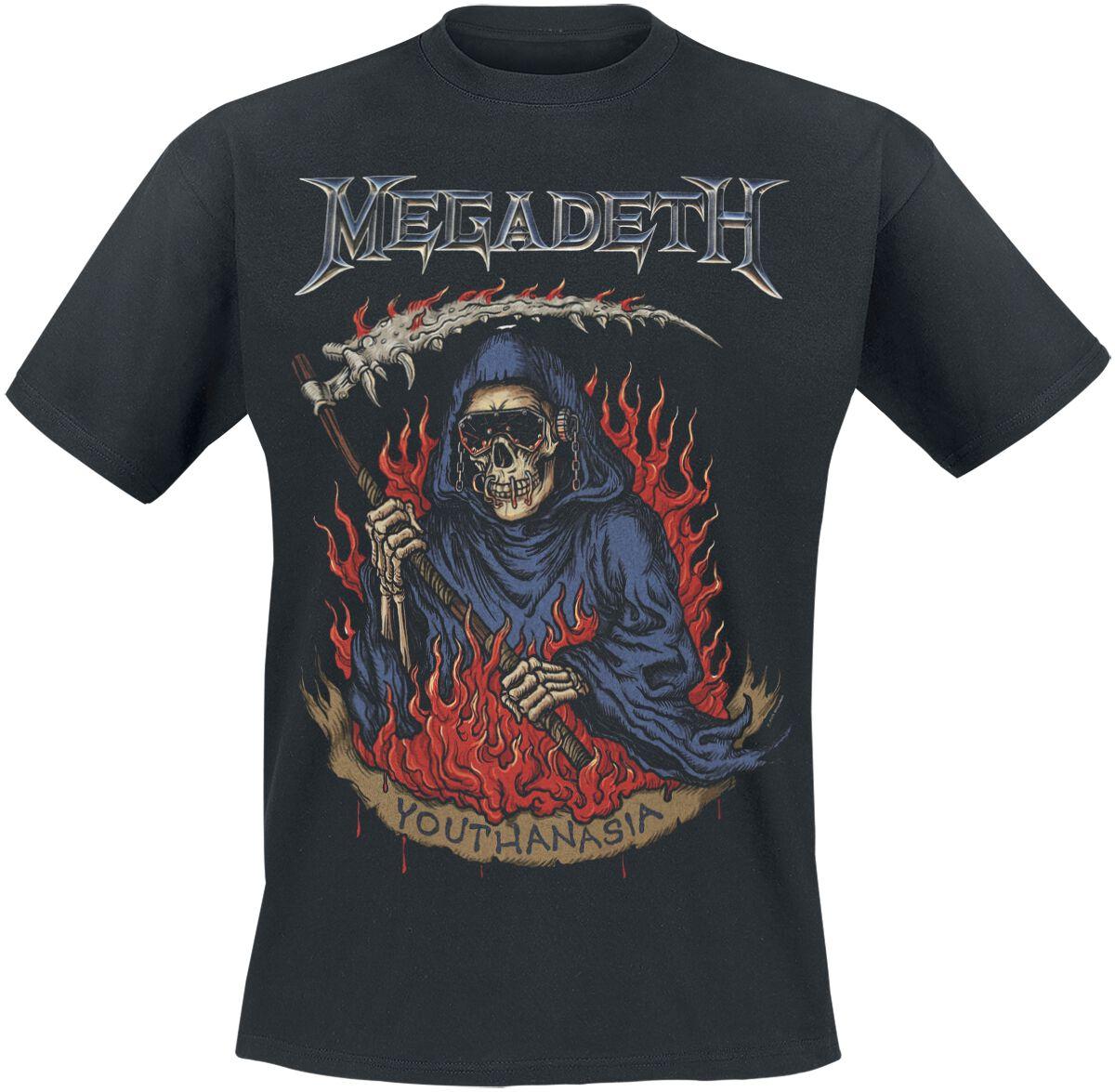 Youthanasia Flames Megadeth T-Shirt Men Women Vintage Metal Rock Band Graphic Tee 100% Cotton Summer Streetwear Top S разноцветный