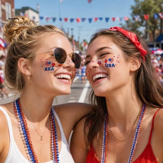 Holiday Tattoo Stickers Waterproof Freckle Tattoos Stickers, USA Flag Face for Independence Safe Skin Decals Day, Patriotic Temporary Body Art