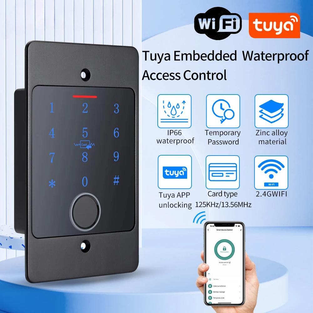 Tuya Wifi Standalone Fingerprint Access Control Keypad Metal Waterproof Backlight Embedded Installation Opener Reader+M70 Box