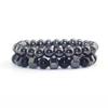 Matte Black Cubic Zirconia Ball & UFO Pendant Braided Bracelet Set