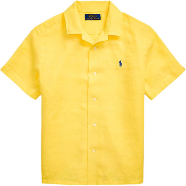 

Polo Ralph Lauren Логотип Однобортная Короткий рукав Однотонная Вышитая Рубашка Детские рубашки Желтый 323964585-003 XL