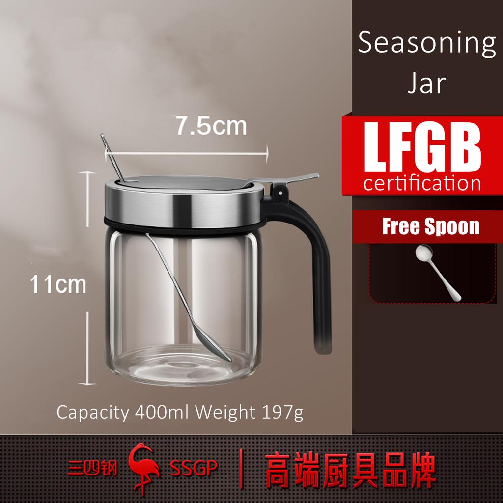 LFGB Certification High-borosilicate Glass Seasoning Jar Ultra Hard Fall Resistant Condiment Container Salt Pigs Sugar Server