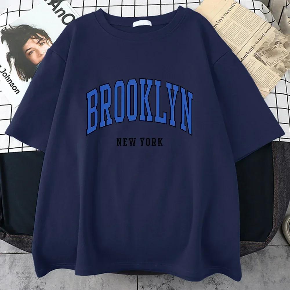 Brooklyn York Blue Design WoTshirt Street Hip Hop T Shirt Sport Soft Cotton Clothing Plus Size Loose T Shirt Clothing