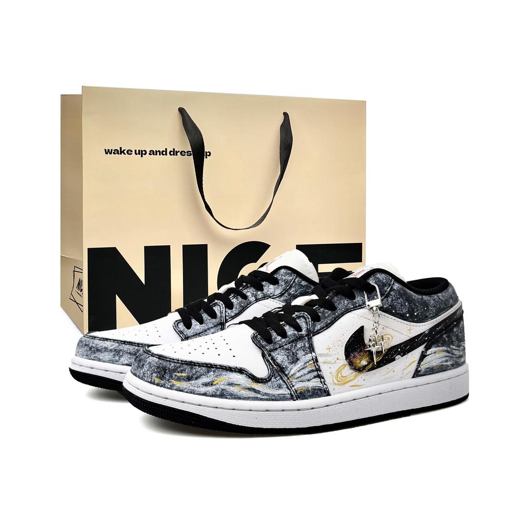 Jordan Air Jordan 1 Shopping Bag, Starry Sea Wander, Spring Summer Ambient, Preppy Style Low Top 553558-165(Team1031-BOX)