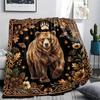 1Pc Bear Eagle Print Flannel Blanket High Quality Warm Comfortable Cover for All Seasons Perfect for Gifts Home Decor