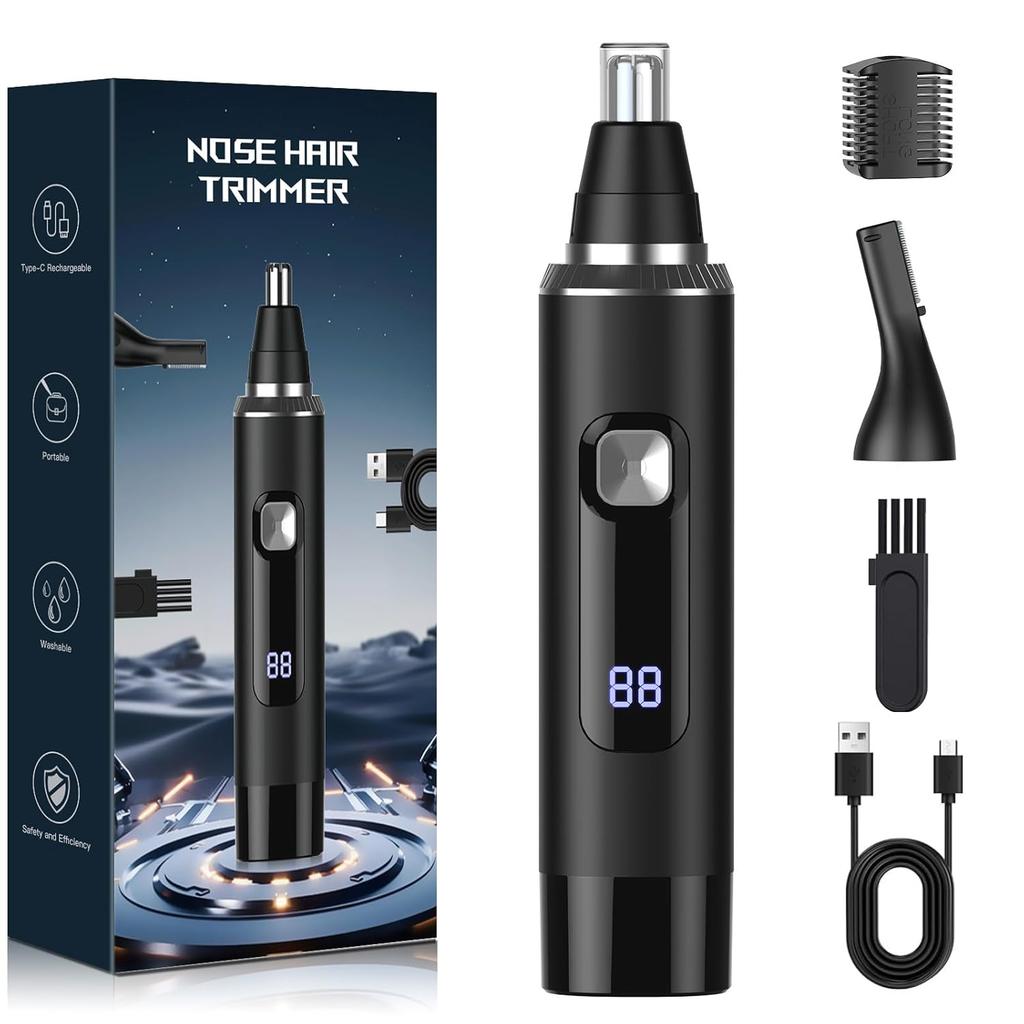 Display Ear and Nose Hair Trimmer Clipper for Men Women,2025 Rechargeable 2 In 1 Professional Painless Eyebrow