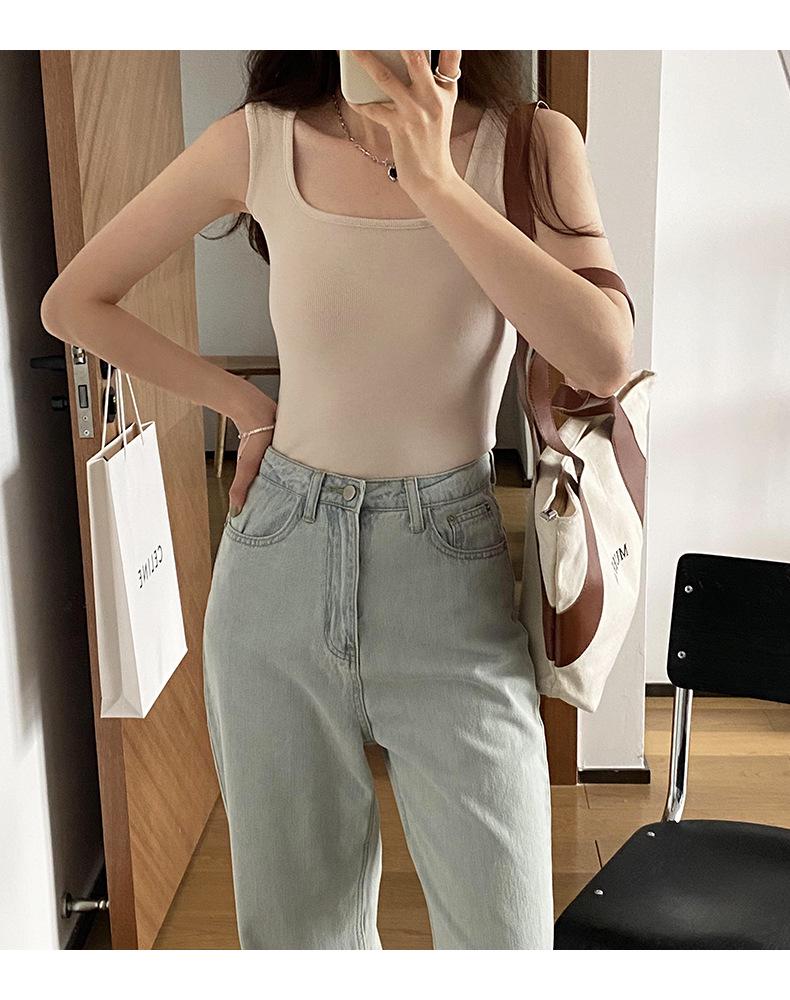 Korean Style Sexy Ribbed Camisole: Women's Trendy Summer Sleeveless Tank Top