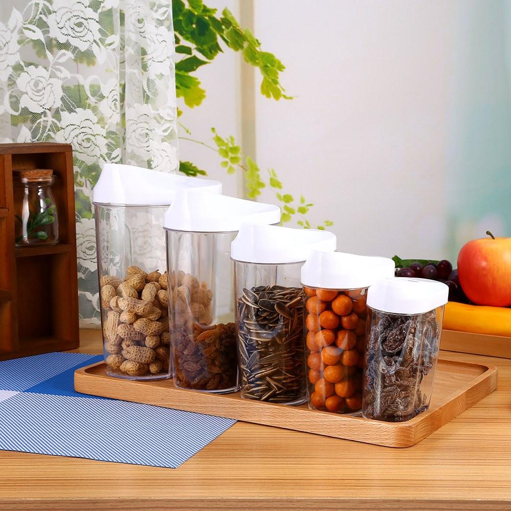 5Pcs Dry Food Storage Cereal Dispenser Pasta Food Container Box Kitchen Tool Household Supplies