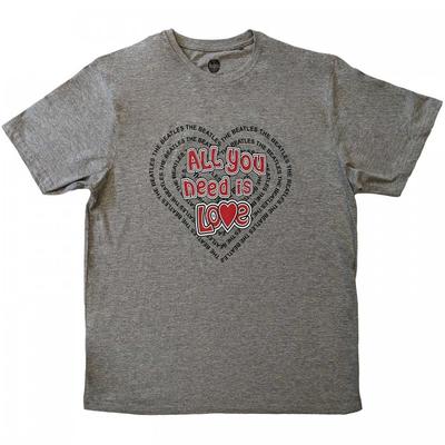 The Beatles Unisex Adult All You Need Is Love Heart Cotton T-Shirt