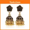 Antique Nickel Silver Jhumka Earrings With Floral Design For Women Party Wear