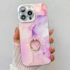 For iPhone 16 Pro Case with Kickstand IMD Marble Pattern Electroplated Phone Cover