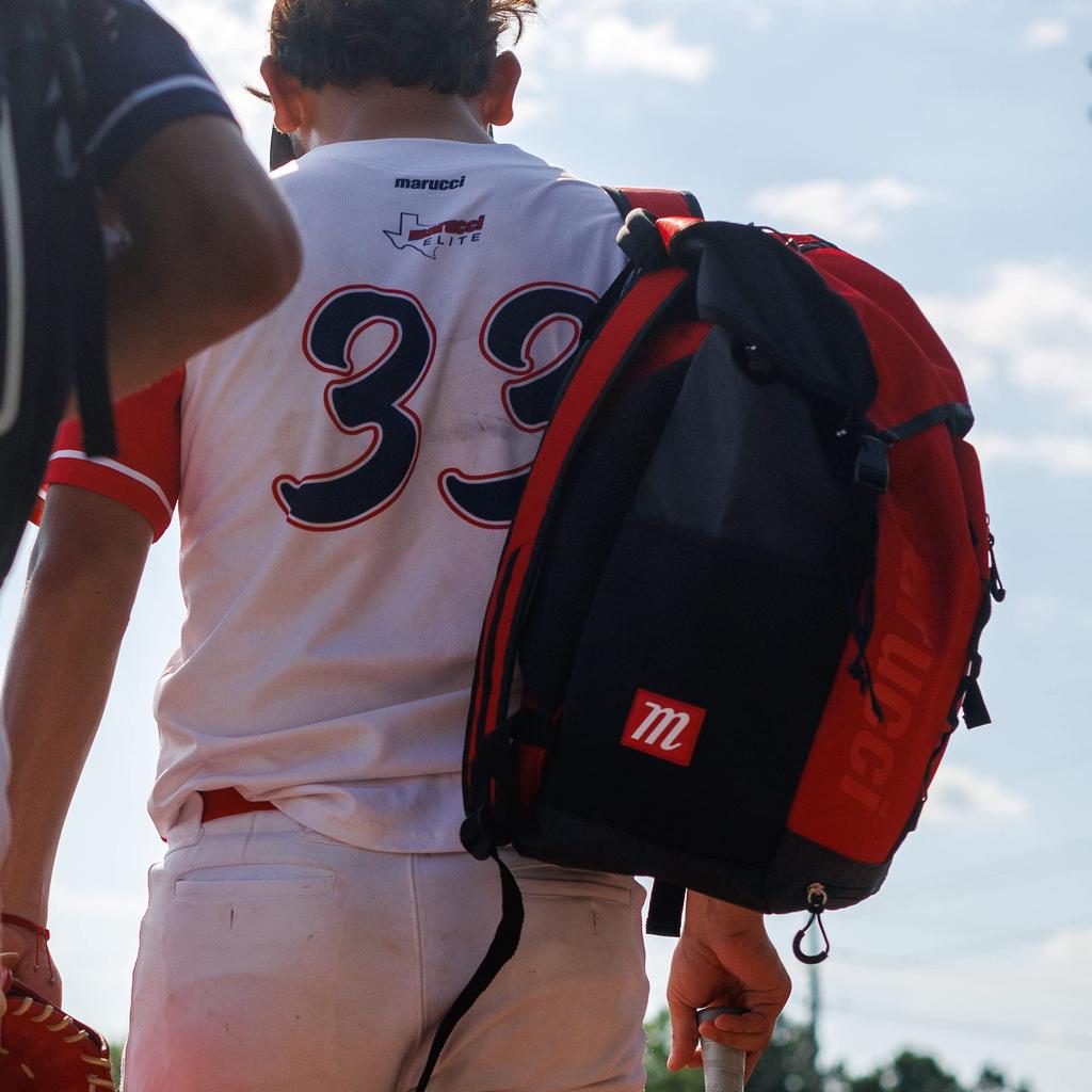Marucci Baseball Backpack with Bat BAG BARRACKS MBBRCKBP and Storage, (Black/FF/Men's Women's)
