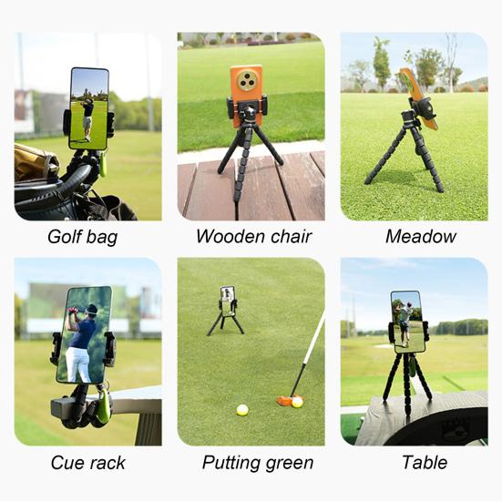 Golf Phone Holder with Bluetooth-compatible Remote Control 360 Degrees Retractable Silicone Leg Tripod Live Streaming Cell Phone Stand Bracket