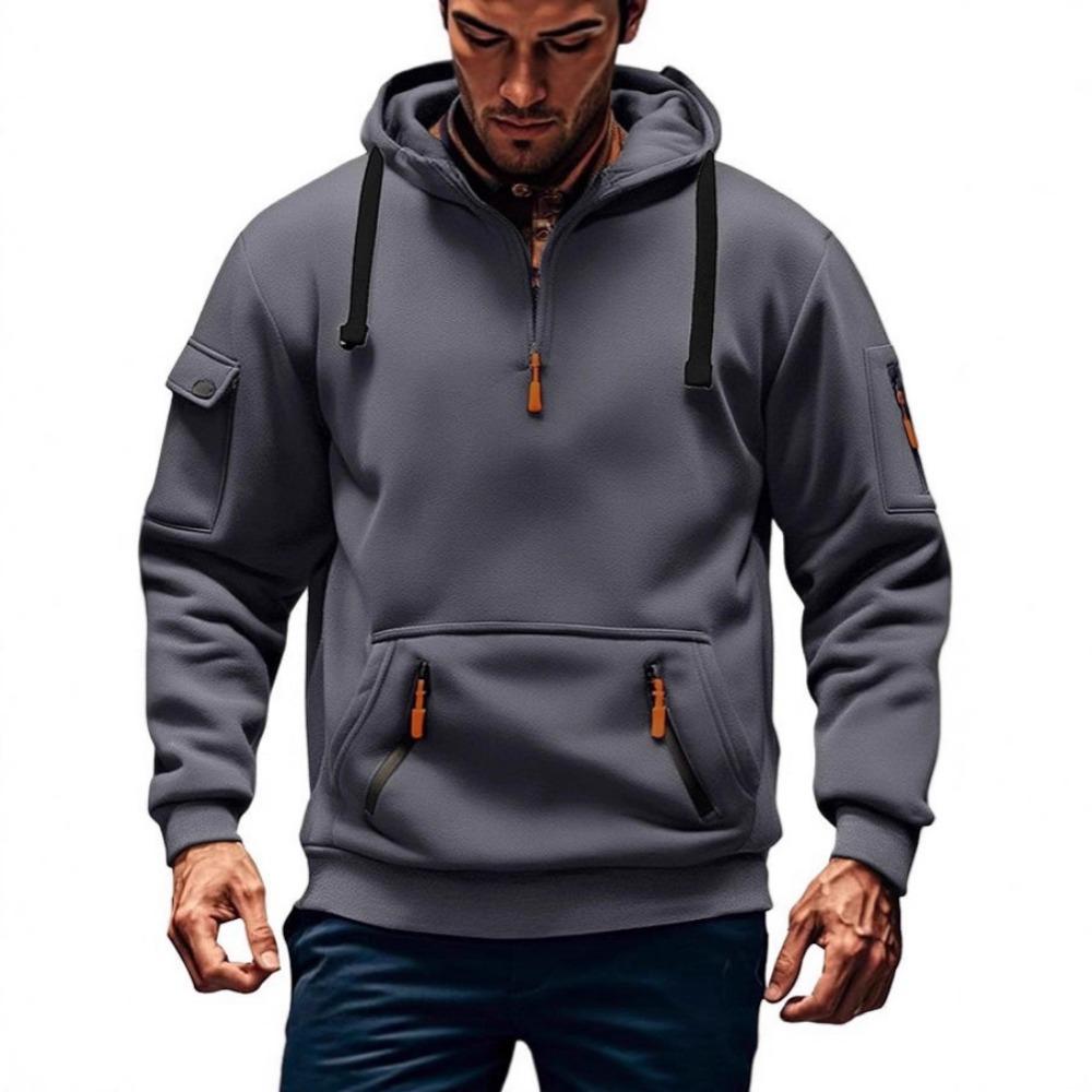2026 New Men's Multi-zipper Sweatshirt Loose Sports Sweatshirt Casual Daily Clothing Plus Velvet Hoodie