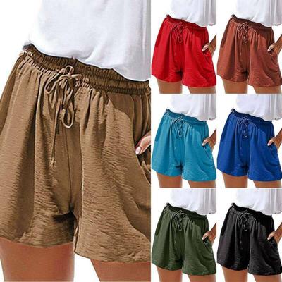 women's elastic waist khaki shorts