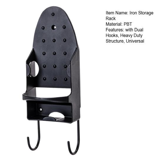 Wall Mount Electric Iron Hanger with Dual Hooks Heavy Duty Universal Laundry Room Multi-functional Iron Ironing Board Holder Organizer Storage Rack