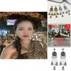 Retro Indian Style Ear Jewelry With Alloy Flower Pattern And Bell Tassels