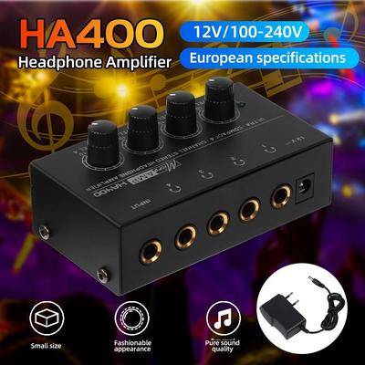 Slúchadlový zosilňovač Ultra-kompaktný stereo slúchadlový zosilňovač Audio zosilňovač 4 kanály pre hudbu 6,35 mm jack s ovládaním hlasitosti