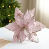 Fleece Fabric Christmas Flowers 25cm Xmas Tree Pendant Gold Glitter Flower  Xmas Holiday Decor