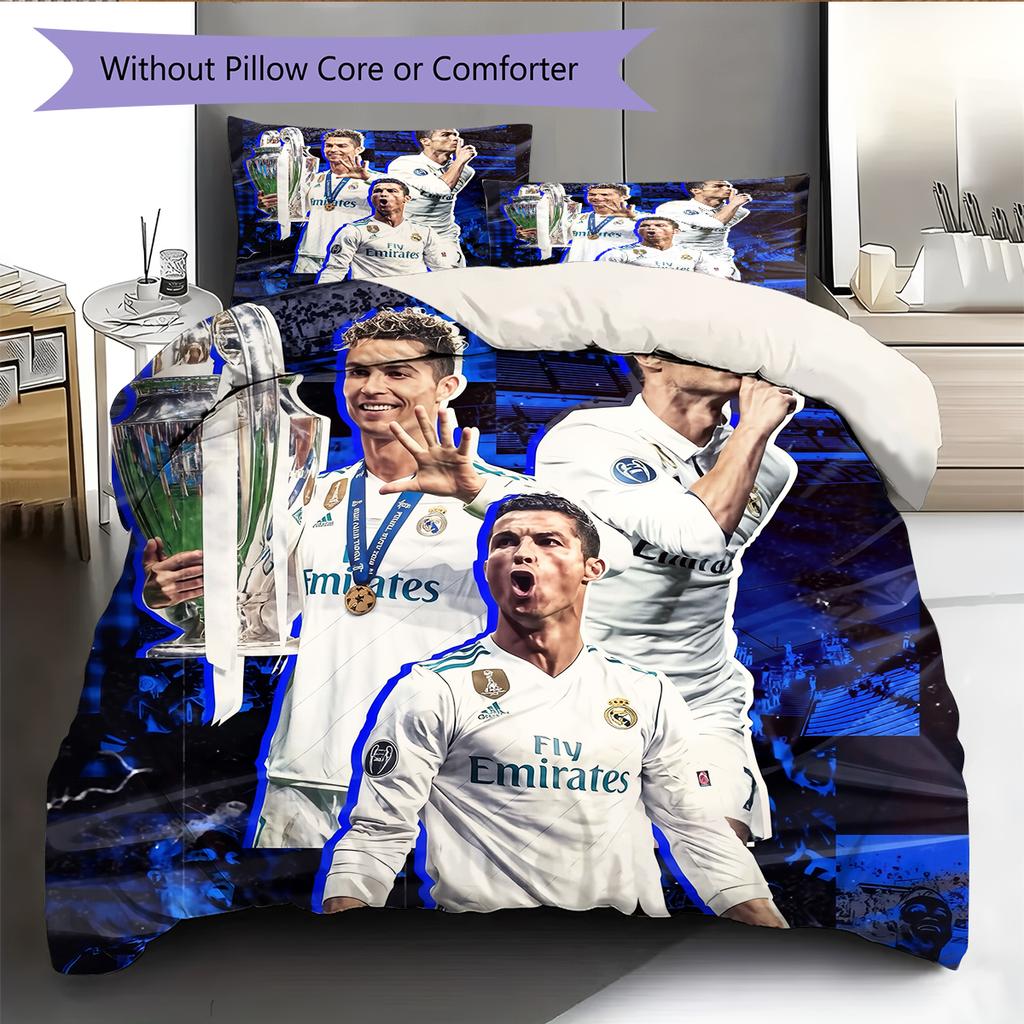 Madrid players Pattern Bedding Home Decoration Birthday Gift (1 * duvet cover + 2 * pillowcase, without core)