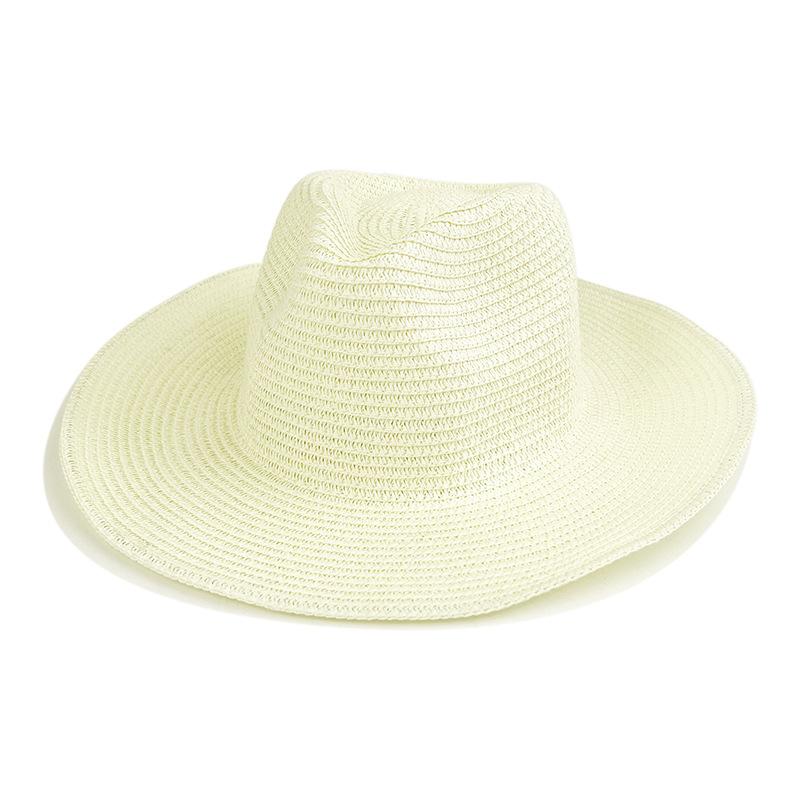 Classic Panama Curled Straw Hat Travel Sunscreen Straw Hat Men and Women Outdoor Breathable Beach Sun Hat