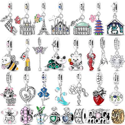 100% Copper Famous Classic Architecture Charms Cute Bear Bee Turtle Fruit Series Beads Fit 3Mm Bracelet Diy Jewelry