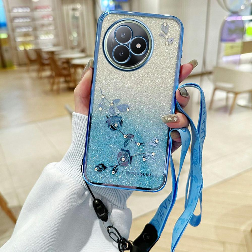 For Xiaomi Redmi K80 Ultra 5G Case Flower Pattern TPU Gradient Phone Cover with Lanyards