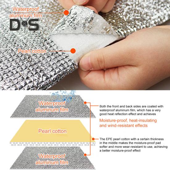 Tapis de camping, tapis de pique-nique, imperméable, pliable, portable, multifonction, en aluminium, isolant, en mousse, pour couchage