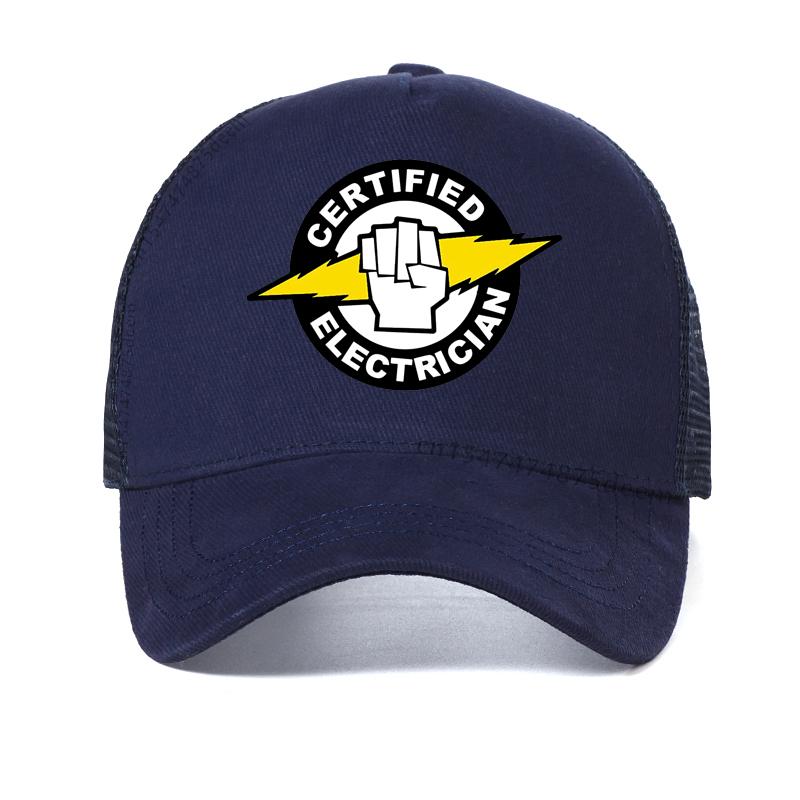 

Certified Electrician printing Dad hat summer Mesh Breathable Baseball Cap men outdoors work caps Adjustable Snapback hats Adjustable темно-синього кольору