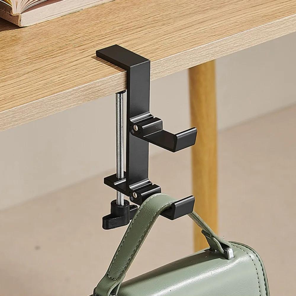 Handbag Holder Portable Hanging Bag Hook Removable Punch Free Bag Hanger Adjustable Double Hook Desk Hook Office Desk