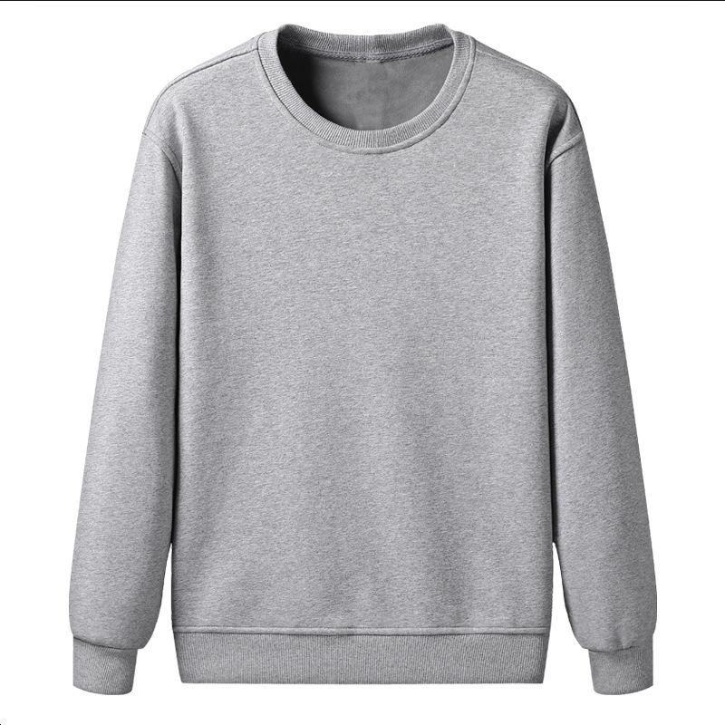 Men's Fleece Sweater Crew Neck Autumn and Winter Fleece Thickened Korean Version Large Size Solid Color Simple Inner Bottoming Shirt Top