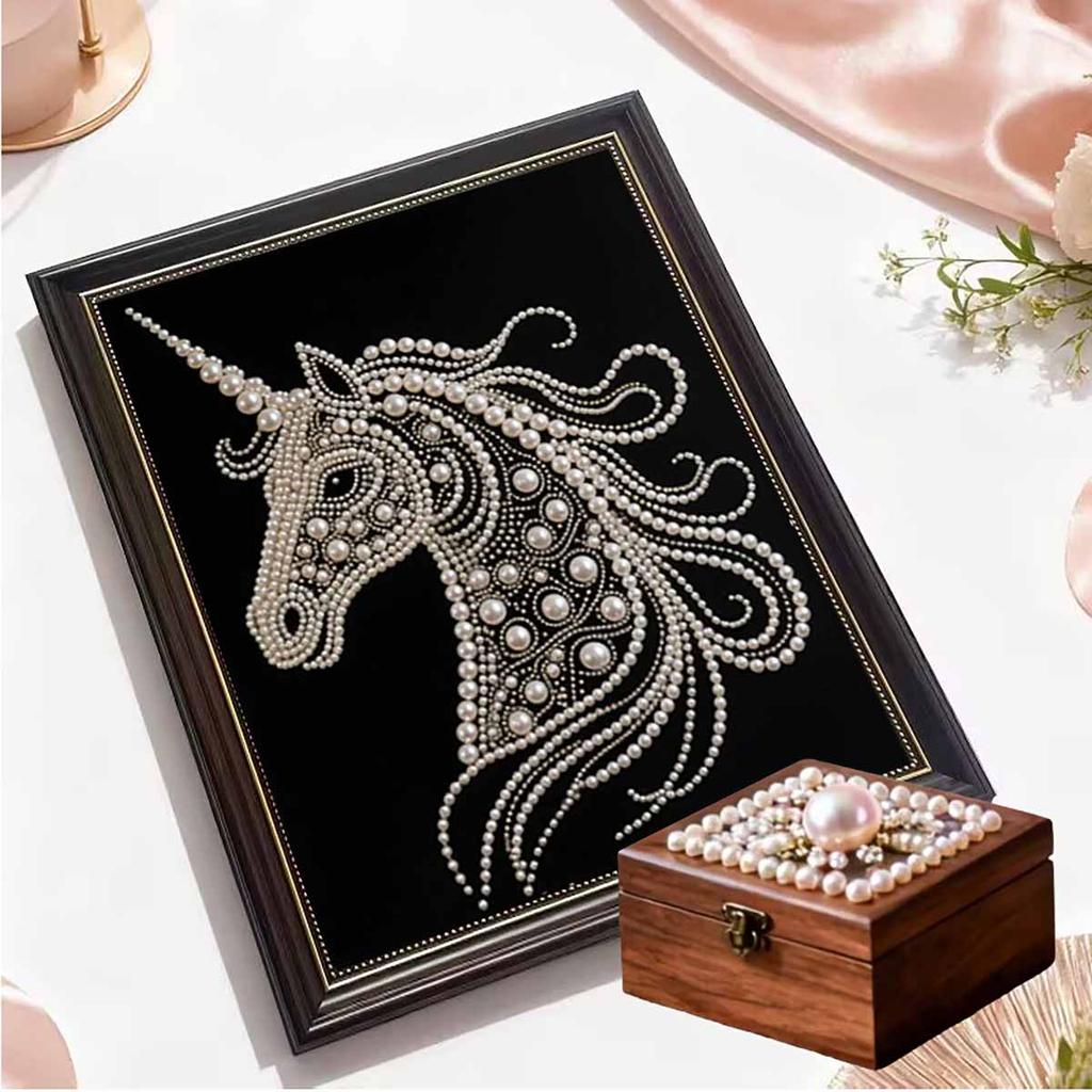 Crystal Pearl Painting 5D DIY Frame Decoration Painting White Horse Home Wall Decoration Transparent Pearl Gemstone Painting Picture Art Crafts