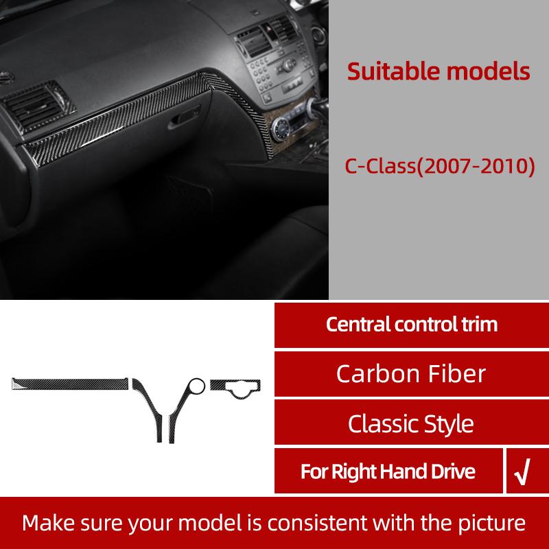 BETTERHUMZ For Mercedes Benz W204 C Class Accessories Carbon Fiber Central Control Gear Shifter Panel Trim Sticker Car Interior