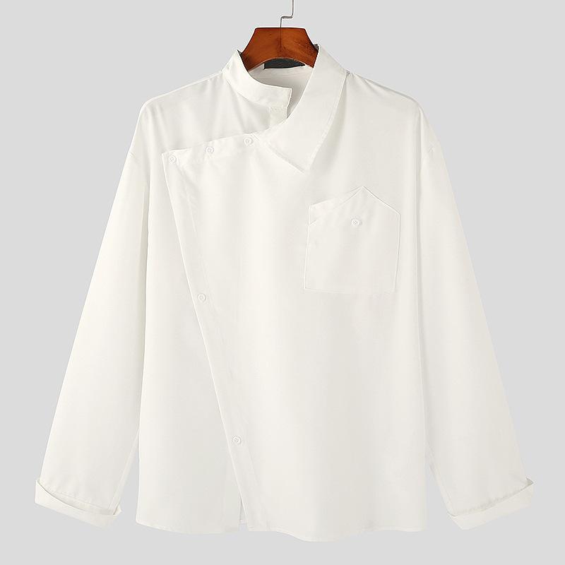 Irregular Lapel Shirt French Men's Fashion Show Button,down Long,sleeved Shirt