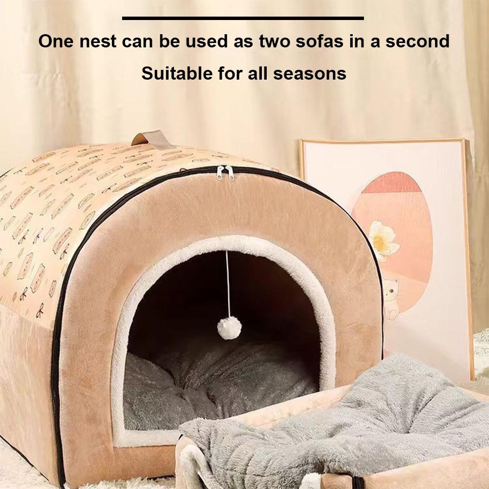 Dog Kennel Detachable Dogs Bed Nest Washable Plush Cotton Puppy Shelter Comfortable Winter Cat Bed Castle Dogs Cats Pet Supplies