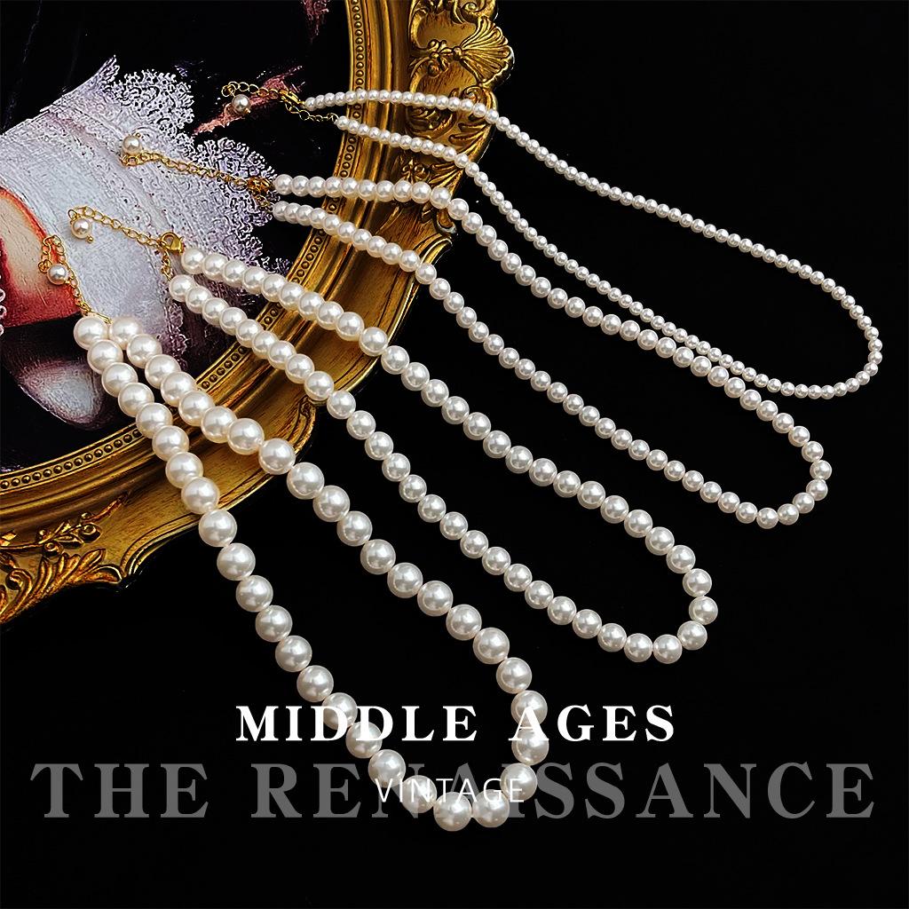 High-quality Glass Pearl Necklace French Retro Collarbone Chain Necklace for Women