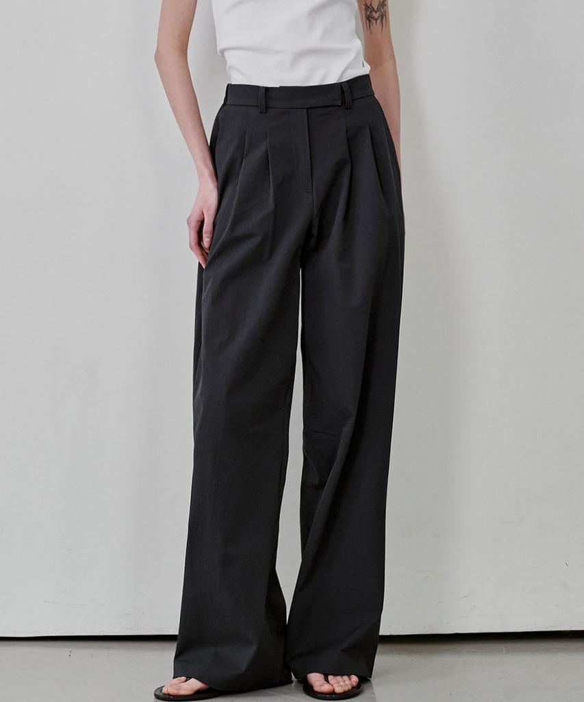 MALOUPE 2176 Nylon Double-Pleat Pants (Dark Gray)
