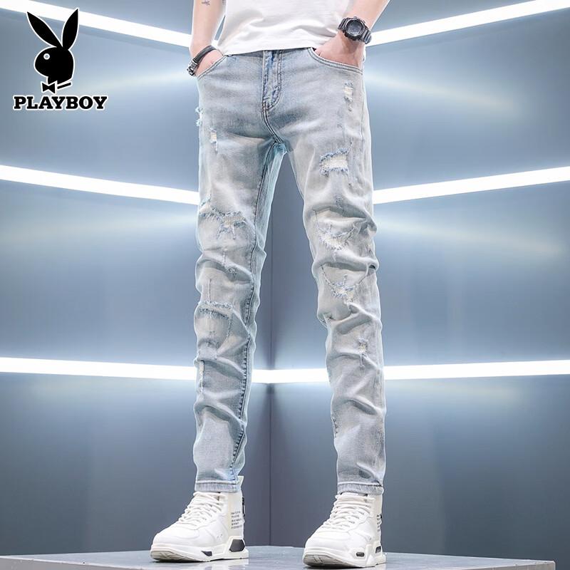 PLAYBOY Men s Ripped Slim Fit Stretch Skinny Jeans 34
