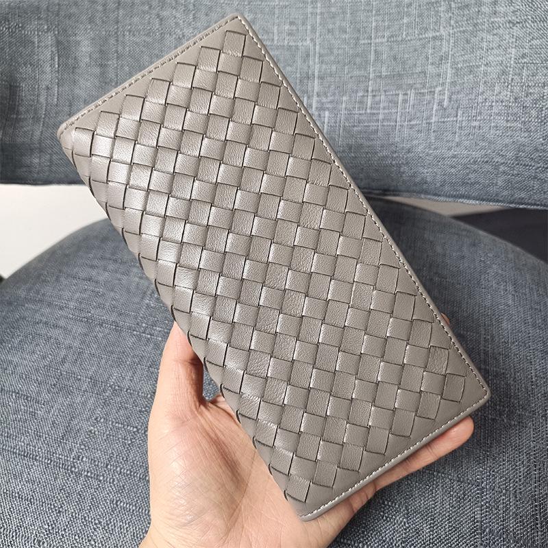 

Унісекс гаманець ручної роботи з натуральної шкіри, плетений, довгий, з овчини, легкий, з великою місткістю для карток. 19cm x 9.5cm x 1.5cm