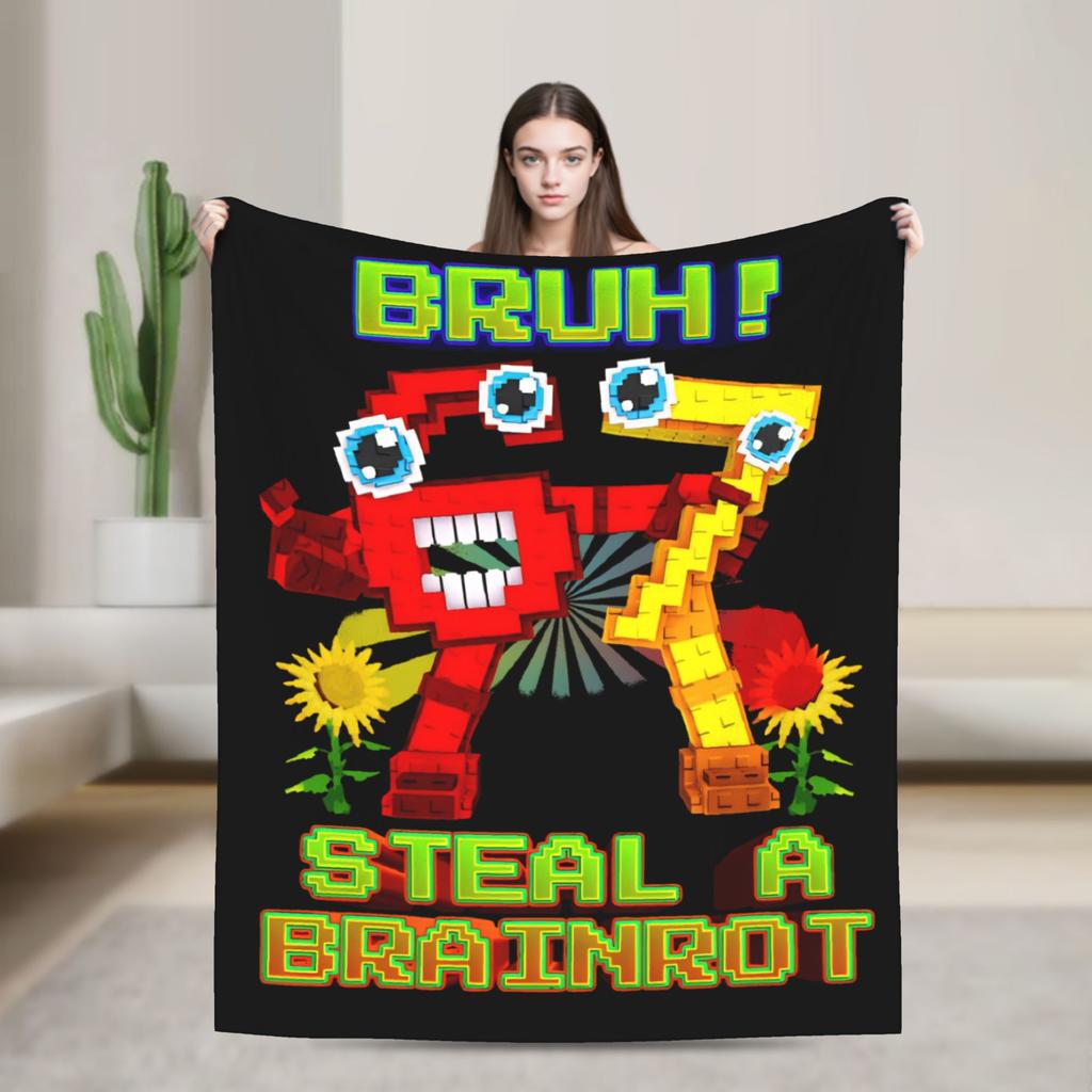 Bruh Secret 67 Six Seven 6-7 Funny Brainrot Steal a Brainrot Flannel Blanket Funny Throw Blanket for Home Hotel Sofa Bedspread,