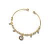 18K Gold Geometric Blue-Eyed Evil Eye Bracelet - Colorful and Versatile.