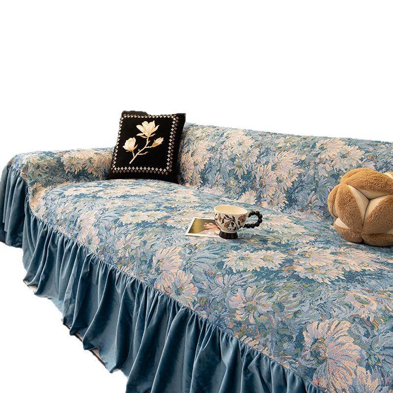 Lotus leaf edge sofa towel skin-friendly and breathable sofa blanket sofa cushion anti-ball wear-resistant, non-slip and anti-cat scratch universal